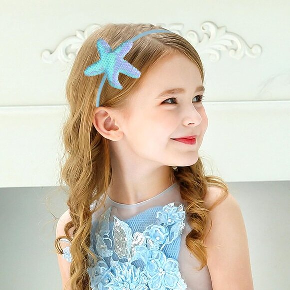 Starfish Headband Summer Hairbands Blue Sequin Star Design Head Wear Gifts for W - Picture 7 of 7